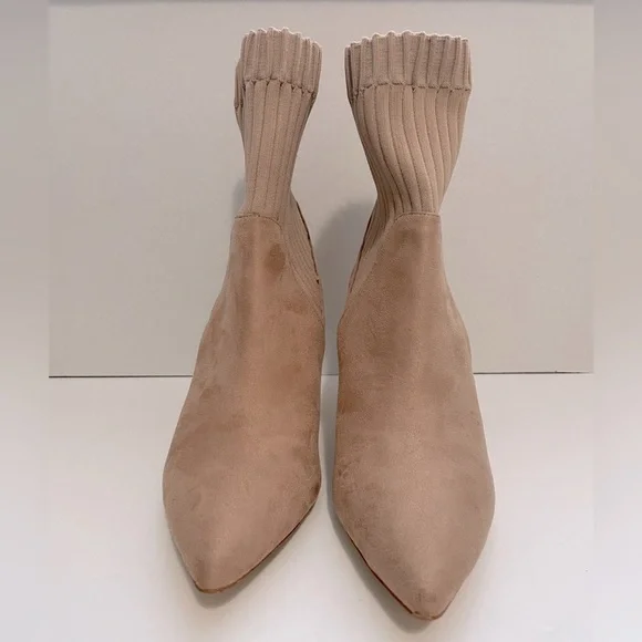 Zara Suede Slip-on Sock Heel ankle Boots - Picture 9 of 10